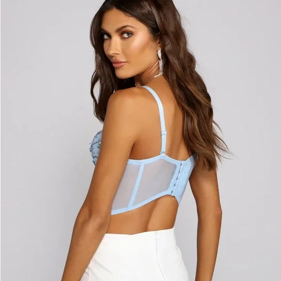Feelin' Flawless Embellished Bustier | Blue rhinestone bustier top - Picture 2 of 12